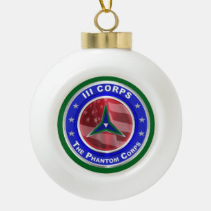 III Corps Aandenken Kerstmis Keramische Bal Ornament