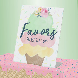 Ijs Bridal of Baby Shower Favor Reclamebord Met Voetstuk