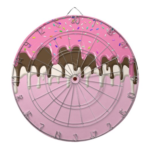 IJs crème roze frosting strooisel druppel Dartbord (Voorkant)