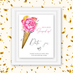 Ijs - date night ideeën. Date jar bruidsspel Poster