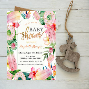 Ijs,Donuts Snoepjes Bladeren Baby Shower Kaart