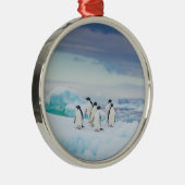 IJs en sneeuw | Adelie Penguins Antarctica Metalen Ornament (Rechts)