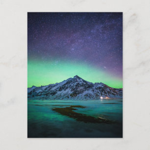 IJs en sneeuw   Aurora Borealis Milky Way IJsland Briefkaart