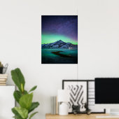 IJs en sneeuw | Aurora Borealis Milky Way IJsland Poster (Thuiskantoor)