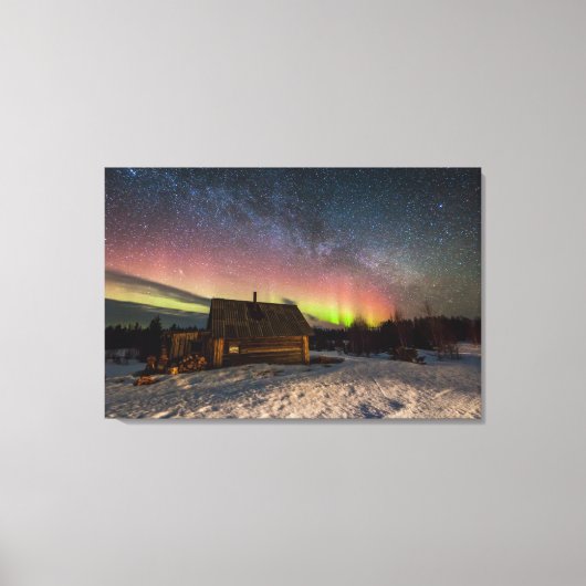IJs en sneeuw | Aurora Polaris Murmansk, IJsland Canvas Afdruk (Voorkant)