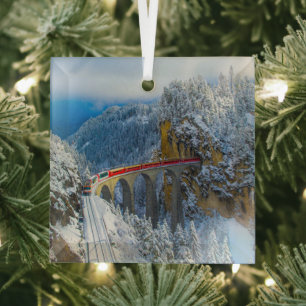 IJs en sneeuw Bernina Express, Zwitserland Glas Ornament