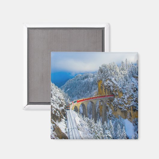 IJs en sneeuw | Bernina Express, Zwitserland Magneet (Voorkant / Achterkant)