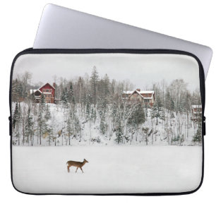 IJs en sneeuw Deer in Snow Quebec, Canada Laptop Sleeve