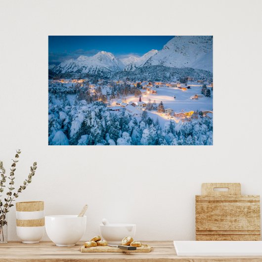 IJs en sneeuw | Graubunden, Engadin, Zwitserland Poster (Keuken)