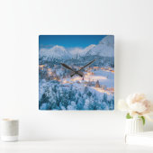 IJs en sneeuw | Graubunden, Engadin, Zwitserland Vierkante Klok (Huis)