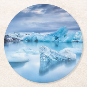 IJs en sneeuw   Jokulsarlon Lagoon, IJsland Ronde Kartonnen Onderzetter