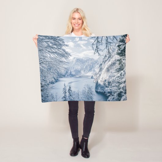 IJs en sneeuw | Königssee Lake, Duitsland Fleece Deken (In situ)