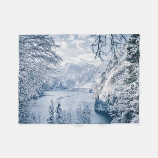 IJs en sneeuw | Königssee Lake, Duitsland Fleece Deken (Voorkant (Horizontaal))
