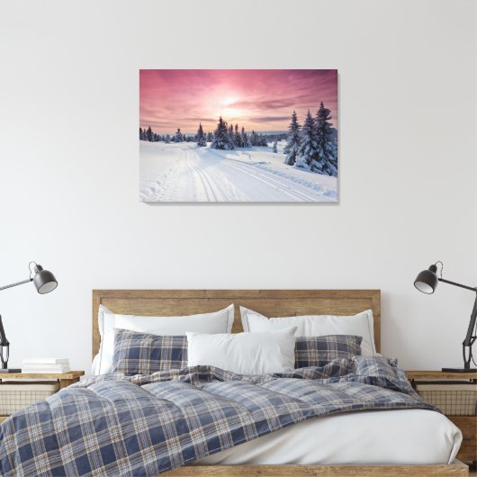 IJs en sneeuw | Lillehammer, Noorwegen Canvas Afdruk (Insitu (Slaapkamer))