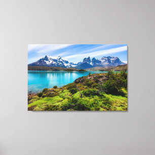 IJs en sneeuw   Meer van Pehoe, Patagonia, Chili Canvas Afdruk