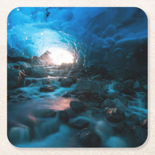 IJs en sneeuw Mendenhall Glacier, Juneau, Alaska Vierkante Kartonnen Onderzetter