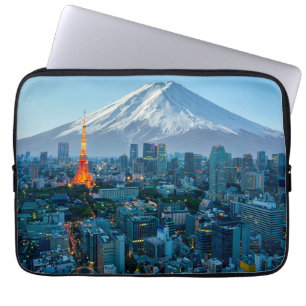 IJs en sneeuw Mt. Fuji & Tokyo Skyline Laptop Sleeve
