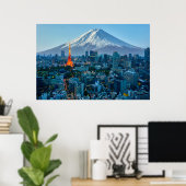 IJs en sneeuw | Mt. Fuji & Tokyo Skyline Poster (Thuiskantoor)