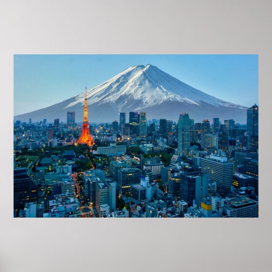 IJs en sneeuw | Mt. Fuji & Tokyo Skyline Poster (Voorkant)