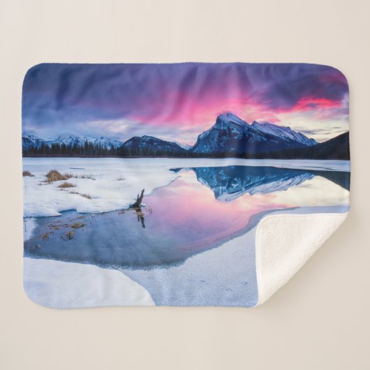 IJs en sneeuw | Mt. Rundle, Canada Sherpa Deken (Voorkant (horizontaal))