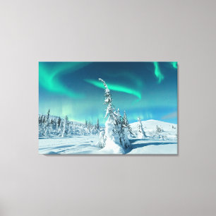 IJs en sneeuw Noordelijke lichten, Lapland, Finl Canvas Afdruk