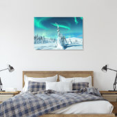 IJs en sneeuw | Noordelijke lichten, Lapland, Finl Canvas Afdruk (Insitu (Slaapkamer))