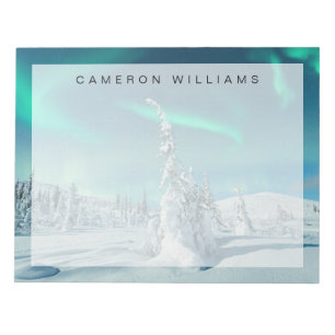 IJs en sneeuw Noordelijke lichten, Lapland, Finl Notitieblok