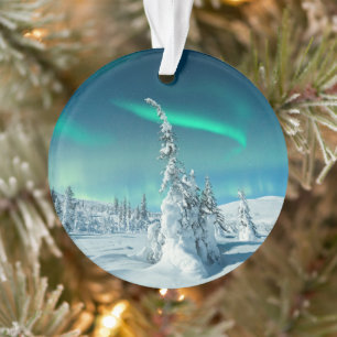 IJs en sneeuw Noordelijke lichten, Lapland, Finl Ornament