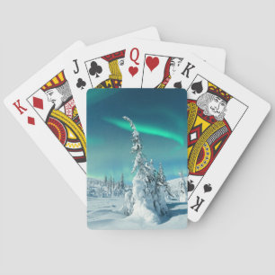 IJs en sneeuw   Noordelijke lichten, Lapland, Finl Pokerkaarten