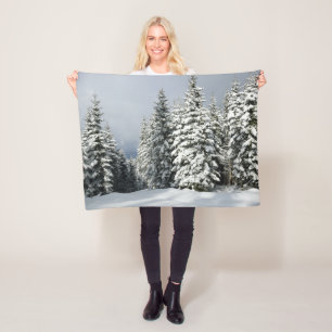 IJs en sneeuw Pine Woodland, Oostenrijk Fleece Deken
