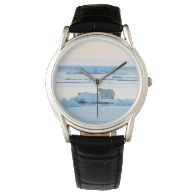IJs en sneeuw | Polar Beer Iceberg Noorwegen Horloge (Voorkant)