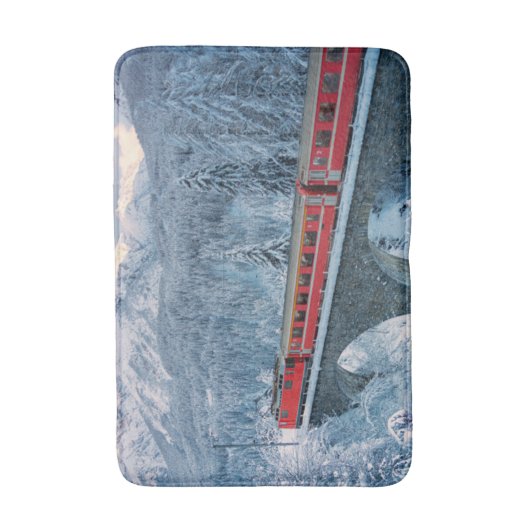 IJs en sneeuw | Red Bernina Express Train Zwitserl Badmat (Voorkant Verticaal)