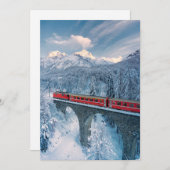 IJs en sneeuw | Red Bernina Express Train Zwitserl Bedankkaart (Voorkant / Achterkant)