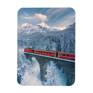 IJs en sneeuw Red Bernina Express Train Zwitserl Magneet