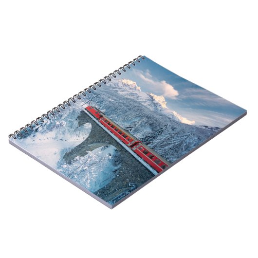 IJs en sneeuw | Red Bernina Express Train Zwitserl Notitieboek (Linkerzijde)