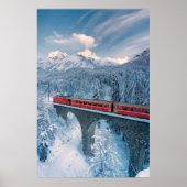 IJs en sneeuw | Red Bernina Express Train Zwitserl Poster (Voorkant)