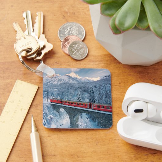 IJs en sneeuw | Red Bernina Express Train Zwitserl Sleutelhanger (Bureau)