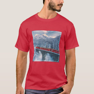 IJs en sneeuw Red Bernina Express Train Zwitserl T-shirt