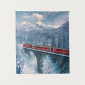 IJs en sneeuw | Red Bernina Express Train Zwitserl Wandkleed (Voorkant)
