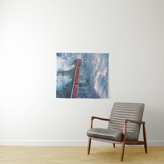 IJs en sneeuw | Red Bernina Express Train Zwitserl Wandkleed (In Situ (horizontaal))