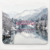 IJs en sneeuw | Rode brug in de winter, Japan Muismat (Voorkant)