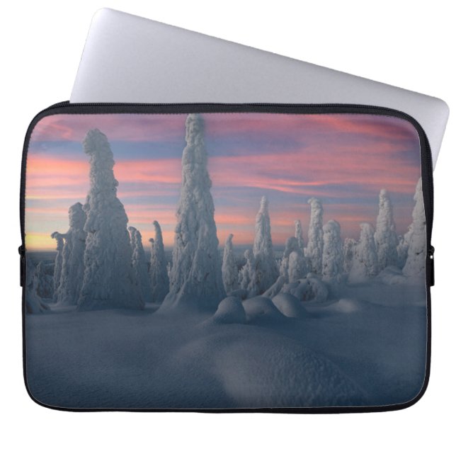 IJs en sneeuw | Sneeuwwerende bomen, Lapland, Finl Laptop Sleeve (Voorkant)