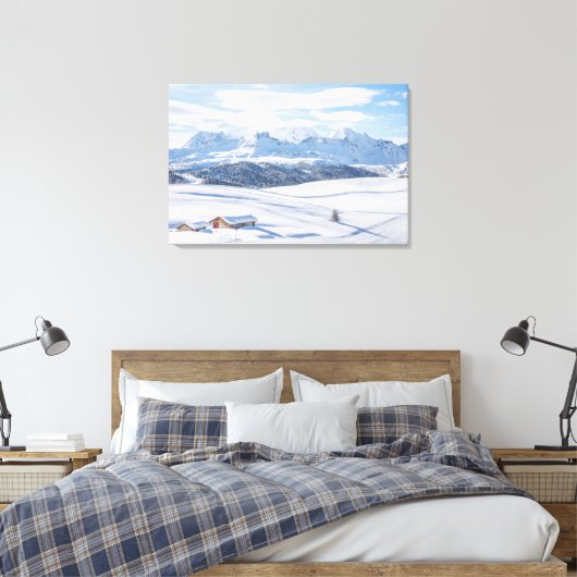 IJs en sneeuw | Snowscape European Alps, Italië Canvas Afdruk (Insitu (Slaapkamer))