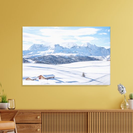 IJs en sneeuw | Snowscape European Alps, Italië Canvas Afdruk (Insitu (Woonkamer))