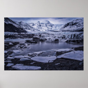 IJs en sneeuw   Sólheimajökull Glacier, IJsland Poster