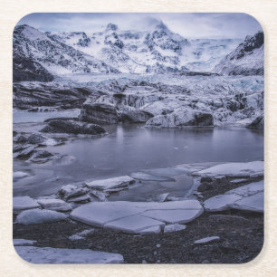 IJs en sneeuw   Sólheimajökull Glacier, IJsland Vierkante Kartonnen Onderzetter