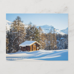 IJs en sneeuw   Winter Log Cabin Swiss Alps Briefkaart
