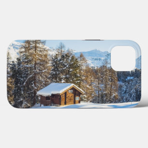 IJs en sneeuw Winter Log Cabin Swiss Alps iPhone 13 Hoesje