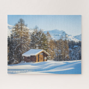 IJs en sneeuw Winter Log Cabin Swiss Alps Legpuzzel
