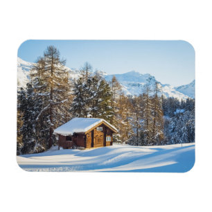 IJs en sneeuw Winter Log Cabin Swiss Alps Magneet